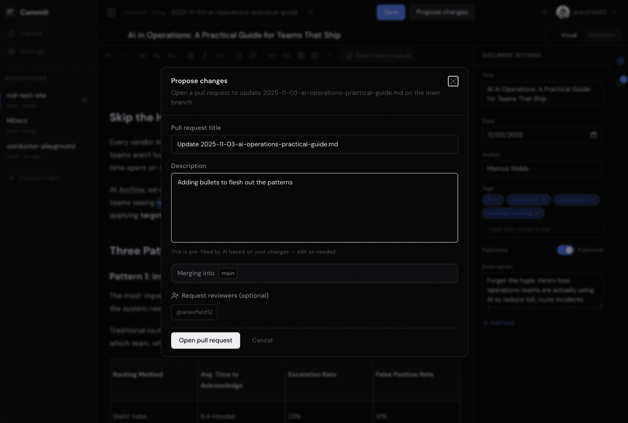 Save and propose changes